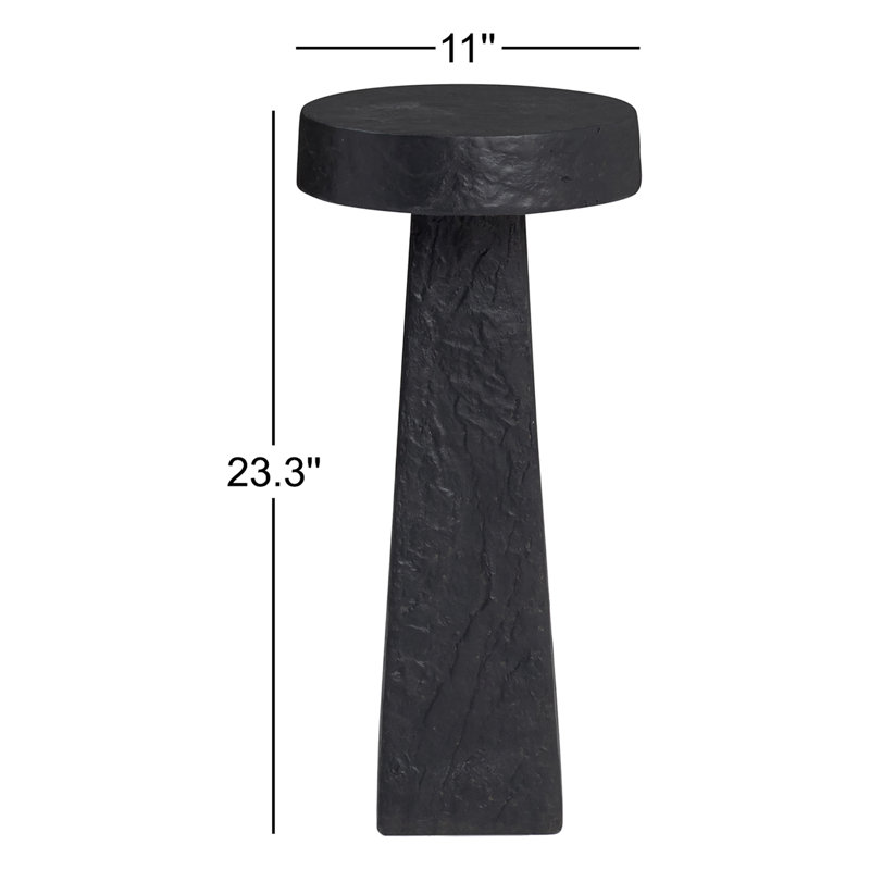 Johari Round Pedestal Table Top with Black Living Room End Table, Black