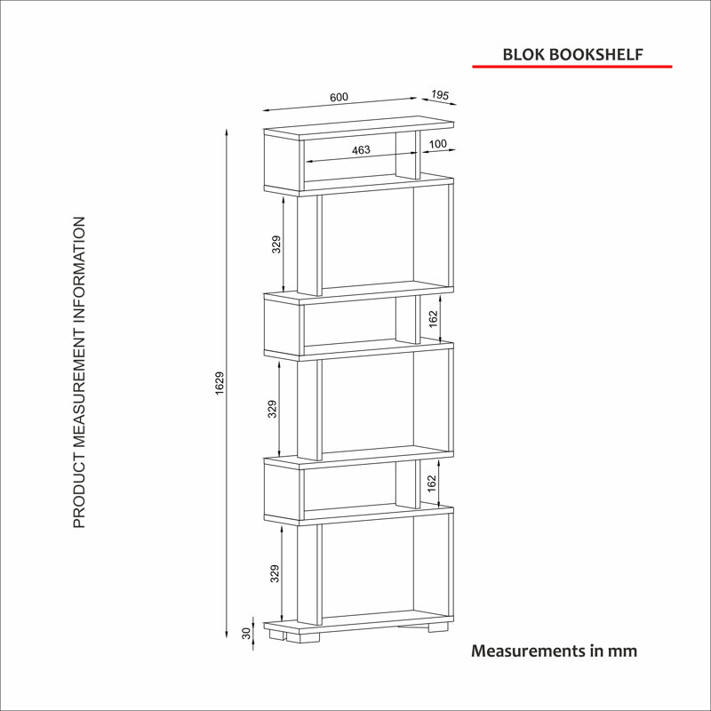 Kinclair 162.9 cm H x 60 cm W Geometric Bookcase