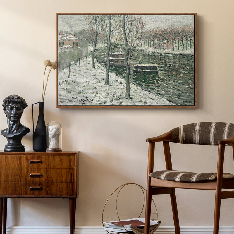 Paysage rétro -CLXVI, H 27 po x l 41 po x P 2 po, Toile encadrée noyer flottant