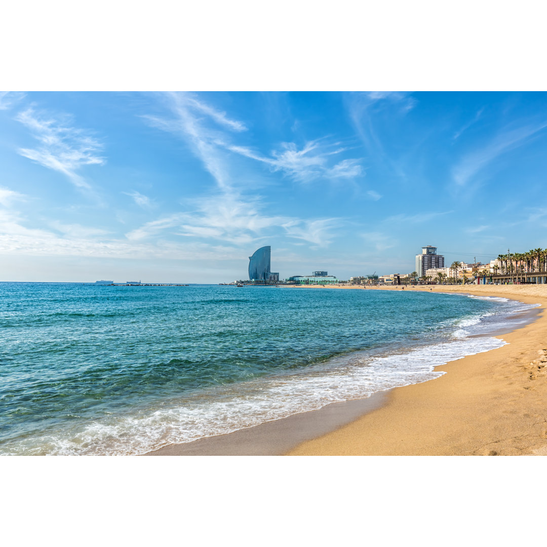 Skyline von Barcelona mit Strand - Leinwandbild