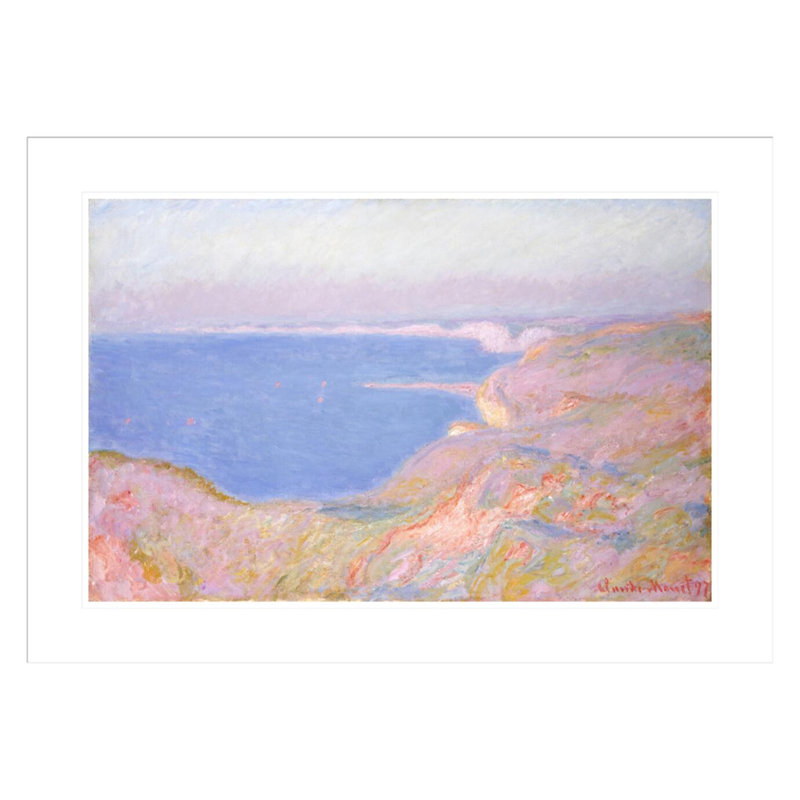 Sur les falaises près de Dieppe, coucher de soleil par Claude Monet, impression giclée encadrée, H 21,39 po x l 29,5 po