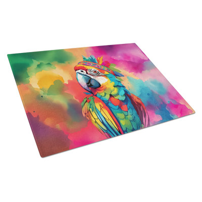 Hippie Animal Parrot Glass Cutting Board