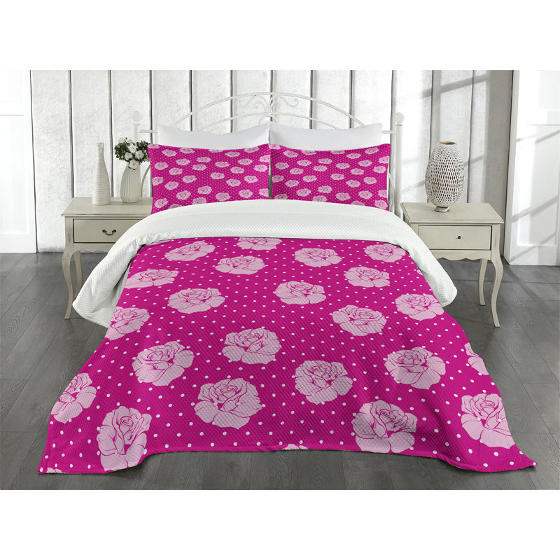 Queen Pink Quilted Bedspread Set with Pillow Shams