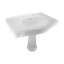 Lavabo de salle de bain piédestal en porcelaine vitrifiée blanche de 35 po de largeur avec trous de robinet espacés de 8 po et trop-plein