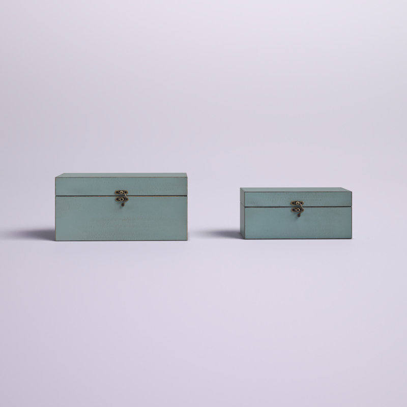 Arafah 2 Piece Stainless Steel Decorative Box Set, Blue