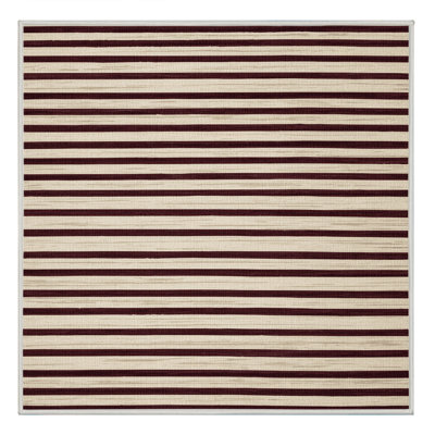 Tapis beige à rayures horizontales lavable à la machine