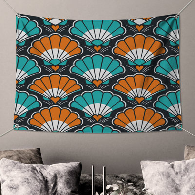 Art Deco Shell Motif Wall Tapestry - Shell Wall Decor