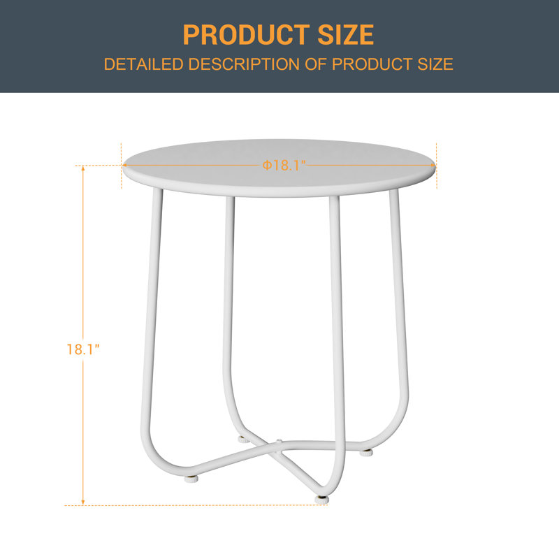 Table d'appoint ronde 18,1 po, Blanc