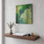 «Blue Lagoon Abstract 1» par Jean Plout, art mural en métal doré, 12 po x 12 po-558317882