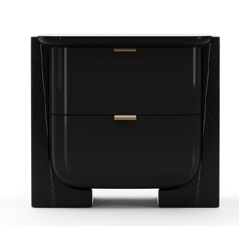 Overlap Small Nightstand Dark, Black