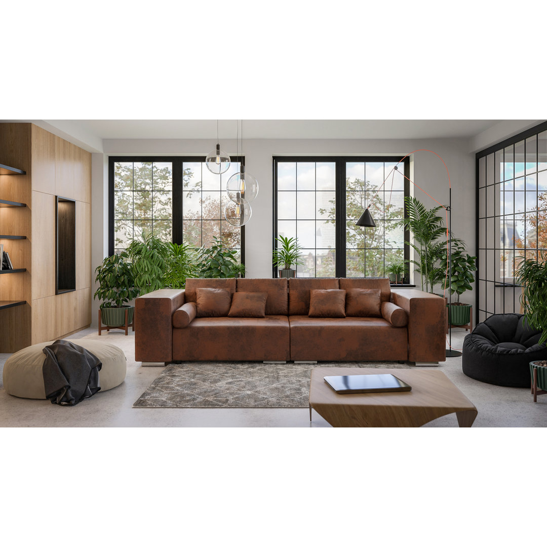 Big Sofa Gandhi mit Schlaffunktion, Boxspringfederung, Lounge Sofa mit Vielen Losen Kissen