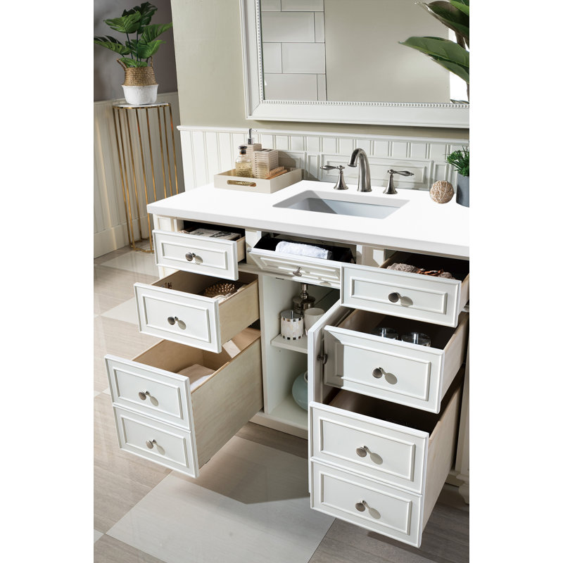 Bristol 48'' W Single Vanity, Bright White, White Zeus, 8" Widespread