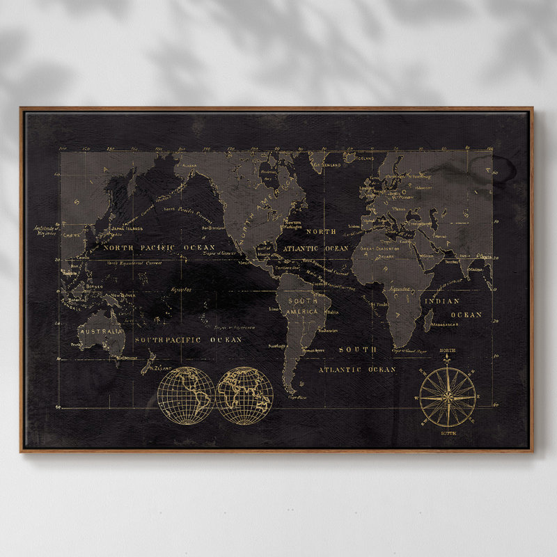 " Black Gold Map ", 27" H x 41" W x 2" D, Walnut