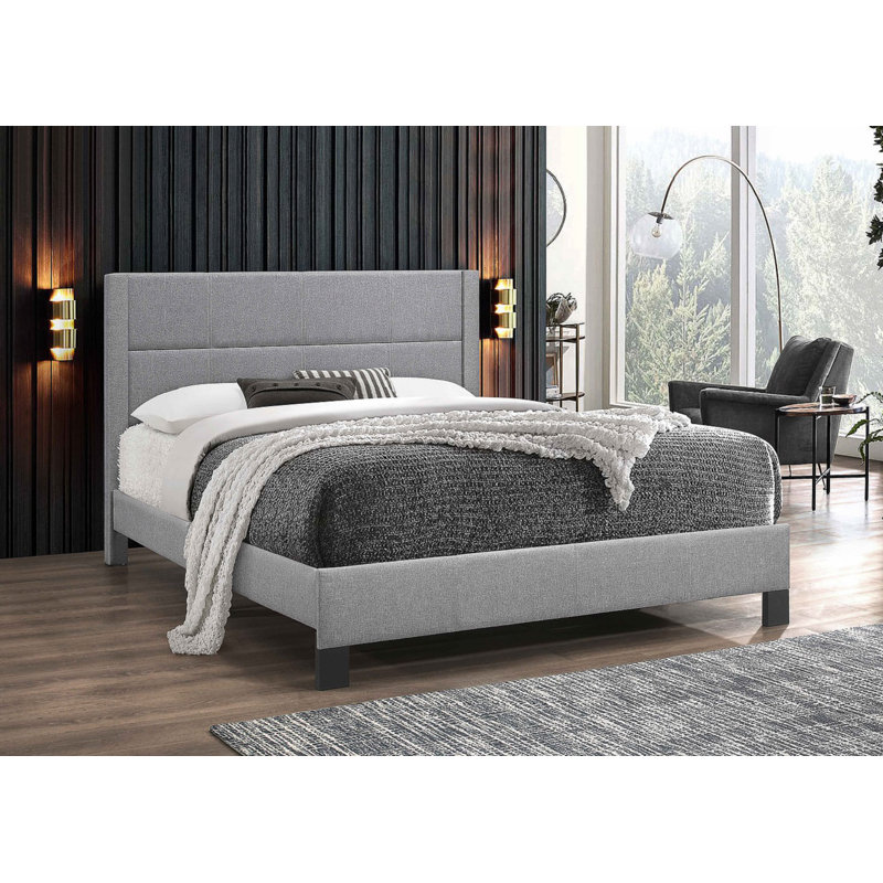 Allyria Upholstered Bed, Light Gray, Single