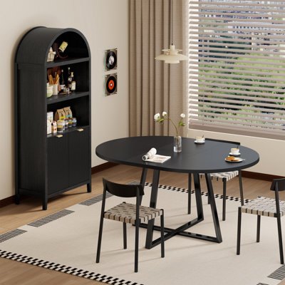 Arched Storage Bookcase, Modern Arch Bookshelf, Round Dining Table, Extendable Dining Table, Arch Cabinet Solution, 5-Tier Adjustable Shelving