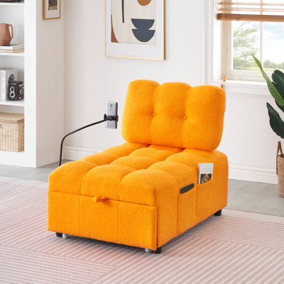 Tissu pour bureau, canapé convertible orange de 41,22 pouces de long - siège confortable - orange enchanteur