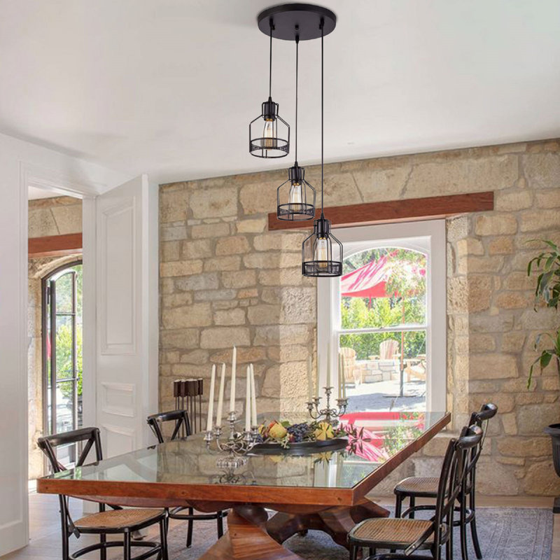 3 - Light Vintage Chandelier Ceiling Hanging Light Fixture With Adjustable Height