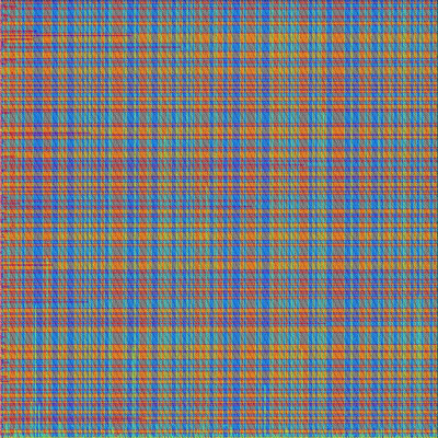 Tapis bleu / orange / vert à carreaux