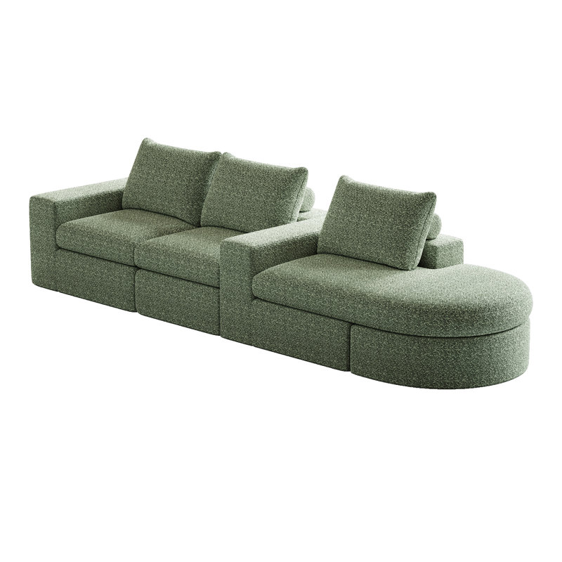 2 - Piece Chenille Sectional, Green