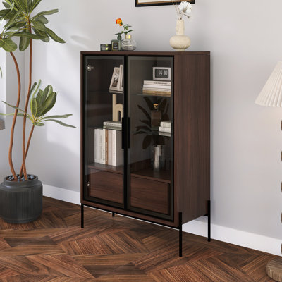 Display Cabinet With Glass Doors And LED Lights