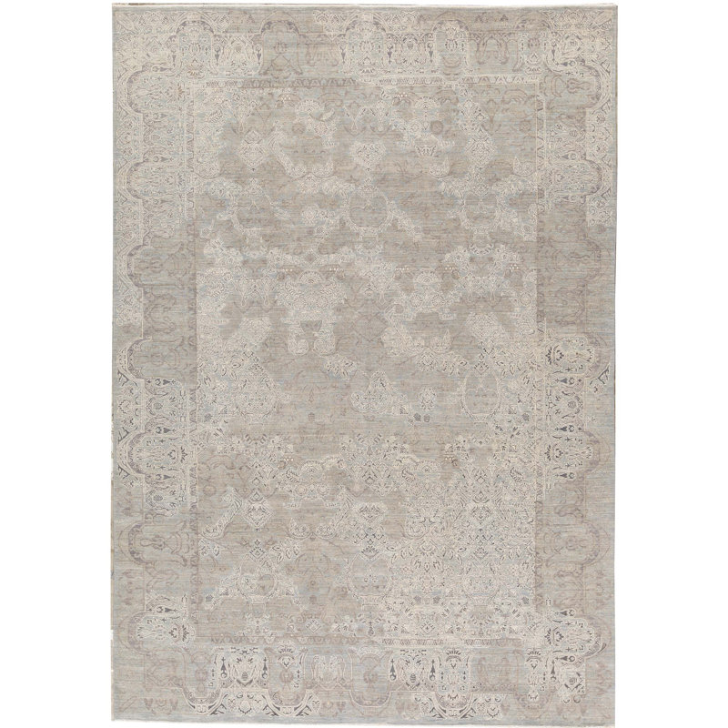 Tapis gris de haute qualité noué à la main