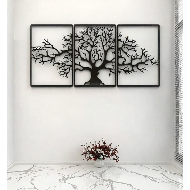 Ensemble de 3 pièces d'art mural en fer moderne, décoration murale de salon