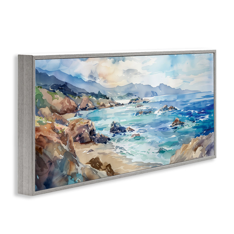 Giclée encadrée bord de plage aux tons bleus, design par Heidi Kuntz, Estampe numérique Farmhouse, H 13 po x l 30 po