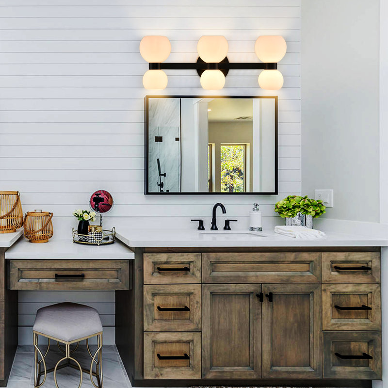Éclairage pour meuble-lavabo à intensité variable à 6 lumières Navarrie, Noir