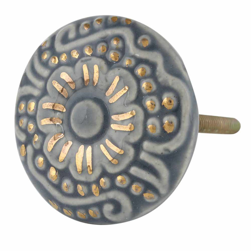 Oversized 1.77" Diameter Mushroom Knob Multipack, Gray/Gold