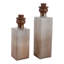 Vase bouteille en verre de style artisanal moderne pour la décoration du bureau ou de la maison - Grand vase contemporain pour présenter des fleurs sur une table de cuisine - Lot de 2, 13 et 15 pouces, ivoire et marron