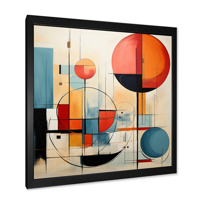 Coloré Mid Century Dynamic Duality II - impression, H 24 po x l 24 po x P 1 po, Cadre photo noir