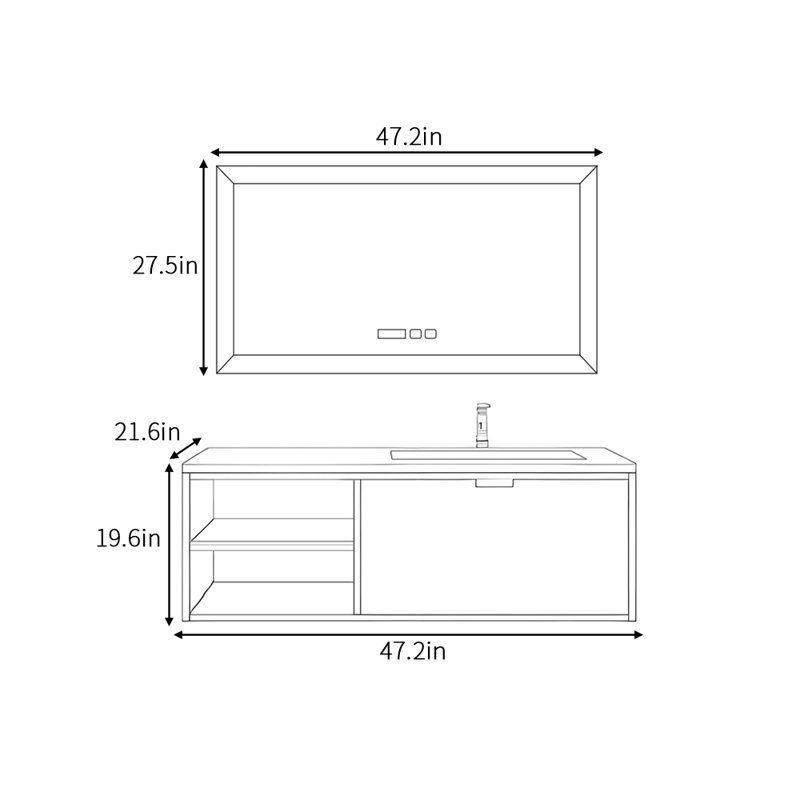 Armoire de salle de bain simple et moderne, 47", Beige