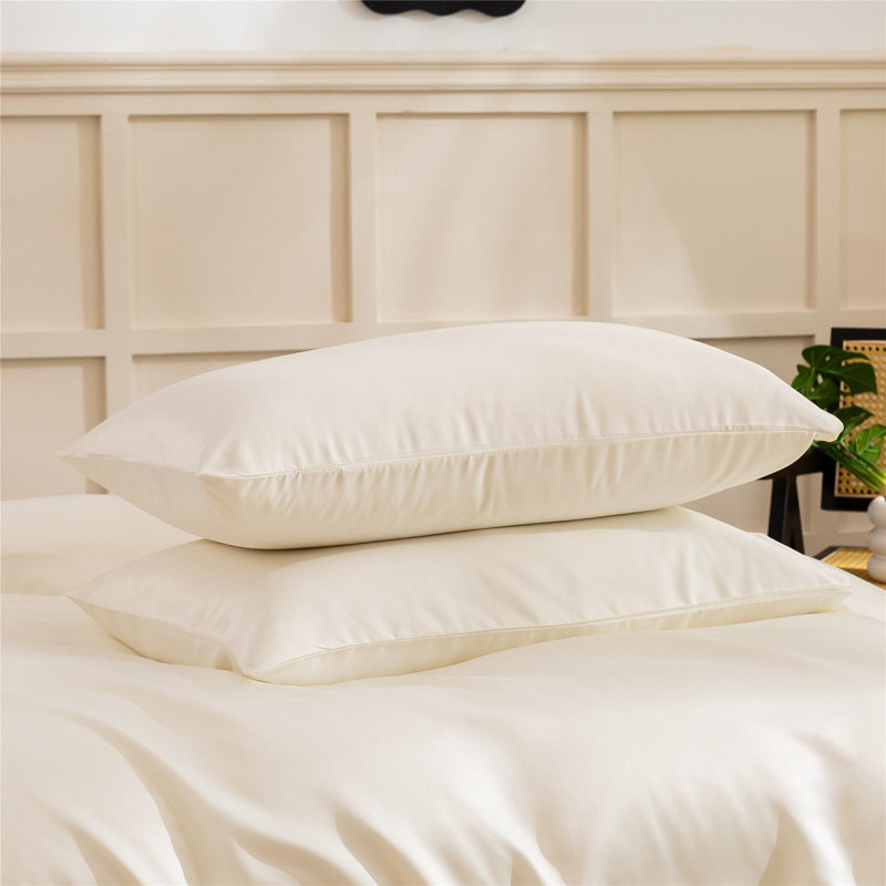 American Traditional Satin Standard Solid Duvet Cover, King Duvet Cover +  2 King Pillowcases, Cream