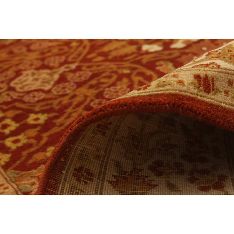 Tapis de couloir en laine noué à la main de conception unique 3 pi 2 po x 12 pi 8 po Dianca Tapis décoratif en cuivre foncé/jaune