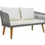 Patio d'extérieur avec structure en métal et bois - 4 sièges avec coussins de style Mid-Century