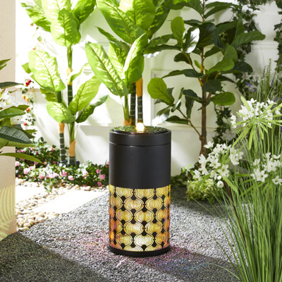 Fontaine de jardin en métal découpée au laser 24 po H - DEL d'extérieur pour patio et jardin
