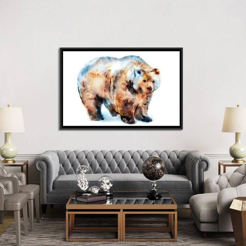 « bear ii », impression sur toile, H 18 po x l 26 po x P 1,5 po, Toile encadrée noire, Pas de tapis
