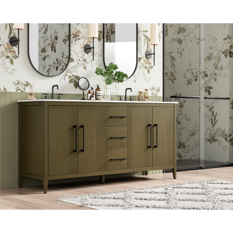 Meuble-lavabo double 72 po, Brun châtaigne