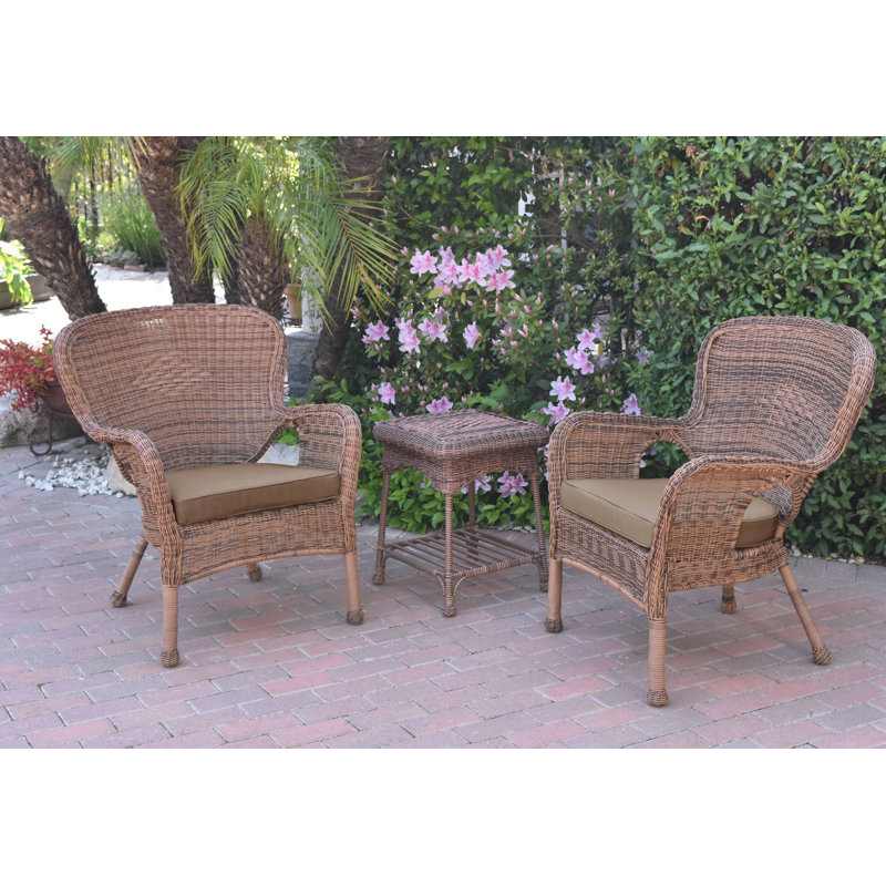 Batchelder 2 - Person Patio Conversation Set with Cushions, Brown, Honey Resin