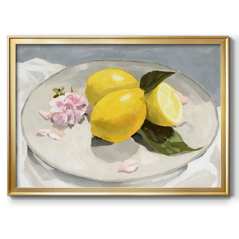 " Lemons On A Plate II ", Gold, 18" H x 26" W x 1.5" D