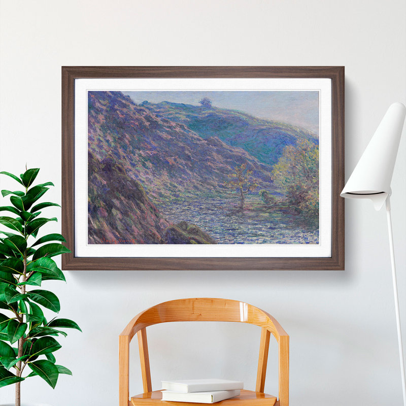 The Petite Creuse River by Claude Monet - Picture Frame Painting, 48cm H x 65cm W x 2cm D, Walnut Framed