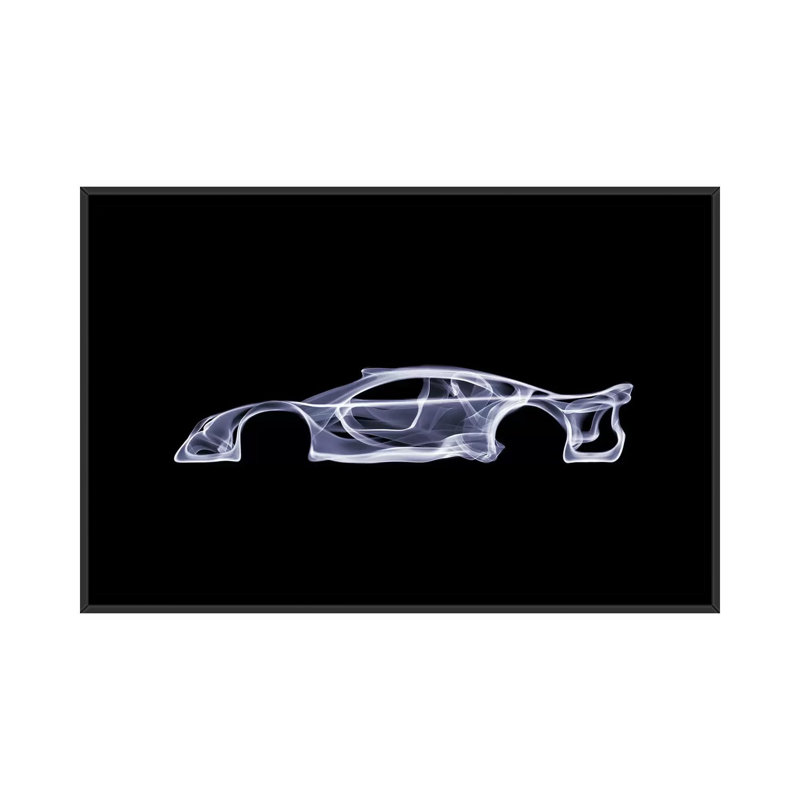 Mercedes-benz clk gtr, impression sur toile tendue, H 18 po x l 26 po x P 1,5 po, Toile avec cadre noir, Pas de tapis