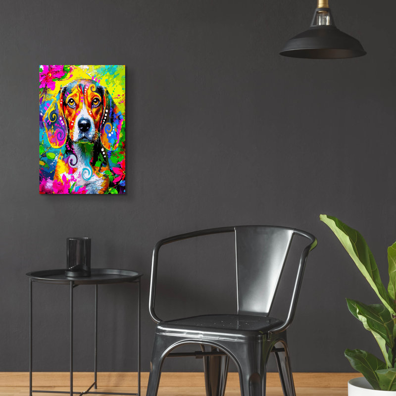 «The Timid Beagle» par Dean Russo, H 24 po x l 16 po x P 0,2 po