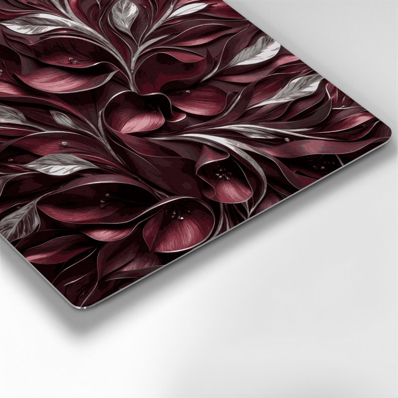 Abstract Florals 91 Red Metal Wall Art