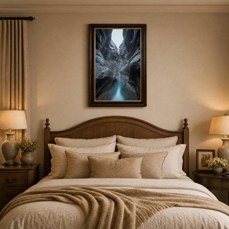 Art mural sur toile avec fente turquoise, H 24 po x l 16 po