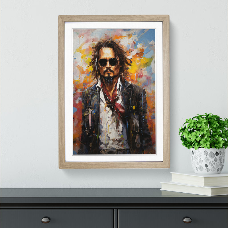 Johnny Depp Neo Plasticism Art - Framed Print, 46cm H x 34cm W x 2cm D, Oak Framed