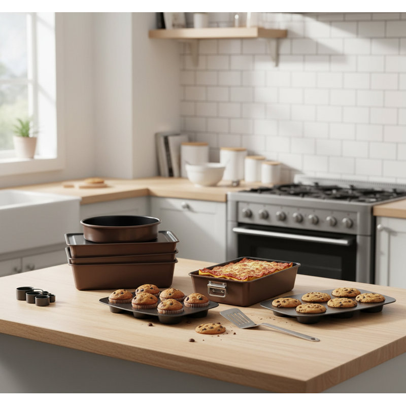KYEUIN 8 Piece Non-Stick Steel Bakeware Set