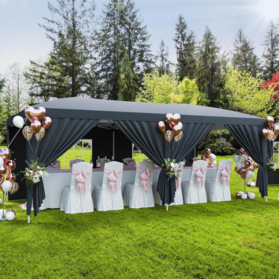 10x20 Heavy Duty Pop Up Canopy Tent with 6 Removable Sidewalls – Commercial Easy Up Tent for Parties, 3 Adjustable Heights, Stakes & Ropes Included