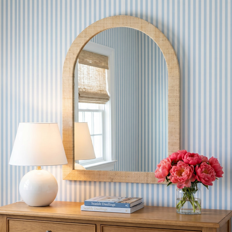 Gia Arched Raffia Mirror, Natural