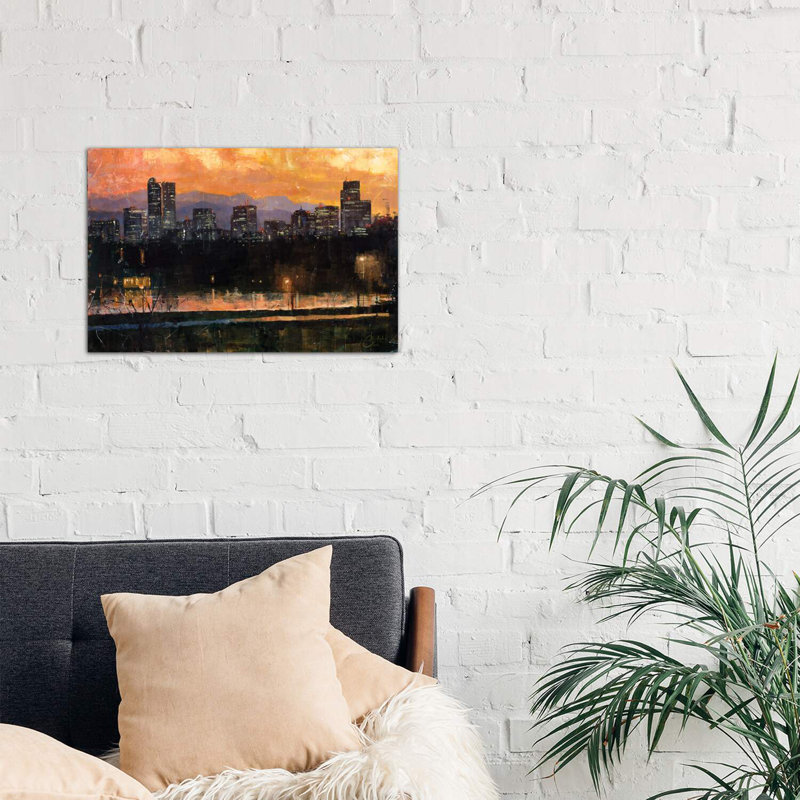 «Denver Skyline from City Park III» par Christopher Clark, reproduction d'art, H 18 po x l 26 po x P 1,5 po, Toile tendue